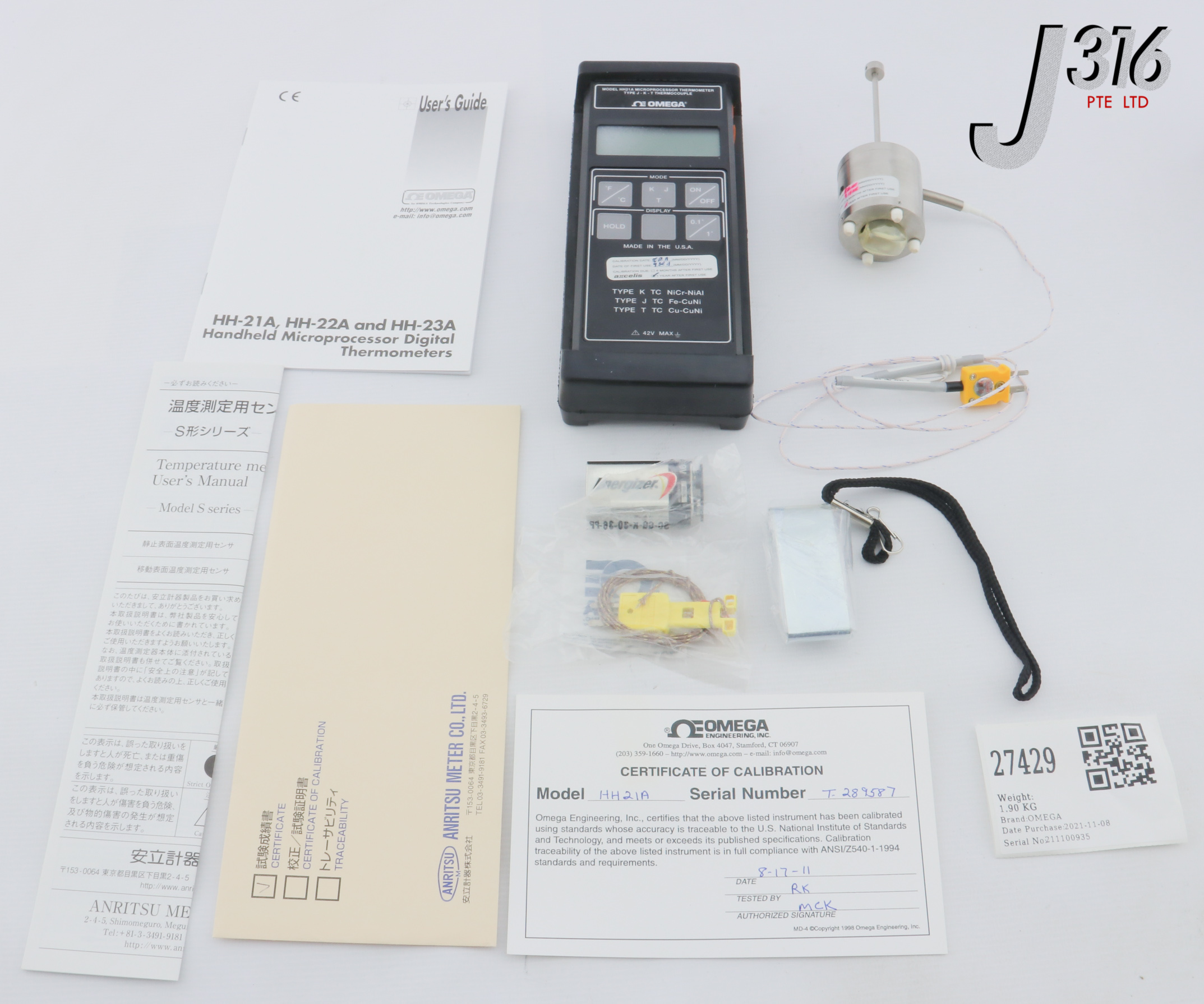 グレートさん 27429 OMEGA MICROPROCESSOR THERMOMETER, TYPE J-K-T THERMOCOUPLE